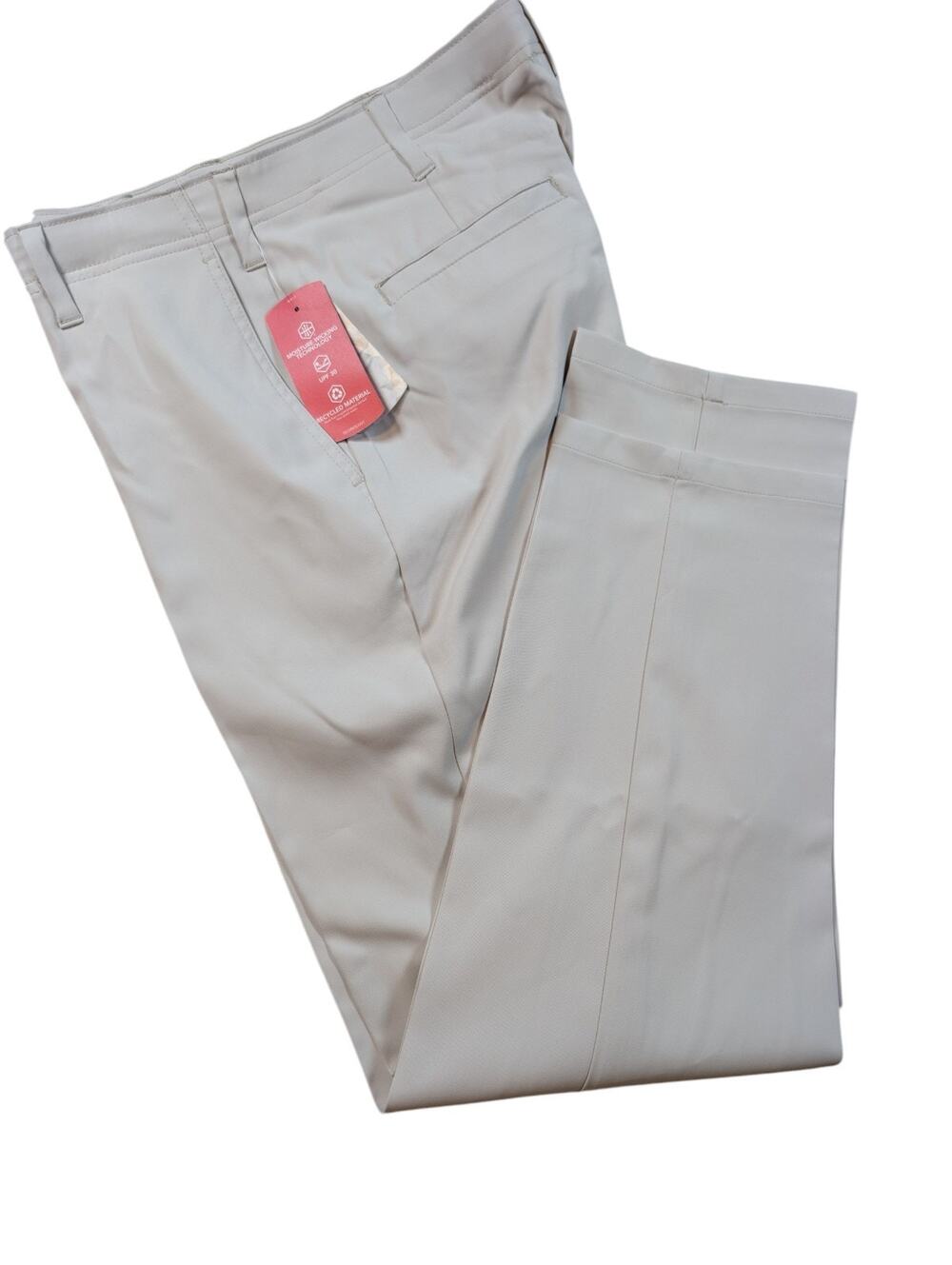 BCG Chino NWT Pants Men 32/30 Beige Stretch Flat Front Moisture Wick Pants